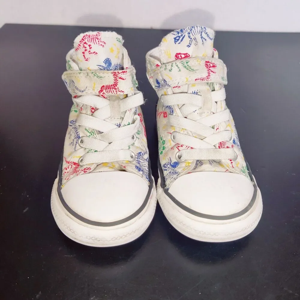 Converse Chuck Taylor TODDLER Size 2, Hi-Top White Dinosaur Bones Pre-owned